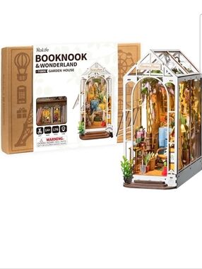 Rolife Booknook & Wonderland Garden House DIY Kit — White Miniature Greenhouse